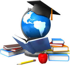 Image of books, mortarboard and model globe